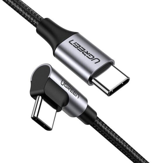 

Кабель USB Type-C-USB Type-C, угловой, экранированный, быстрая зарядка, 3А, 50 см, черный/серый, UGREEN US255 (50122), US255