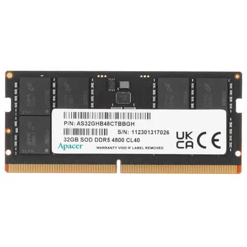 

Память DDR5 SODIMM 32Gb, 4800MHz, CL40, 1.2V, Apacer (AS32GHB48CTBBGH/FS.32G2A.PTH) Retail, AS32GHB48CTBBGH/FS.32G2A.PTH