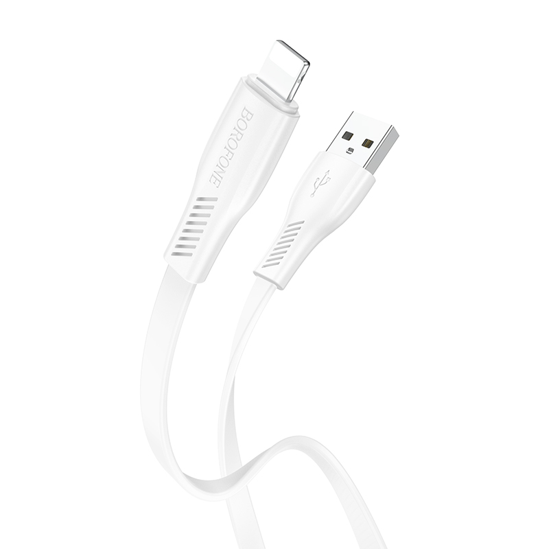 

Кабель USB-Lightning 8-pin, плоский, 2.4А, 1 м, белый, Borofone BX85 Auspicious (6974443387087), BX85 Auspicious