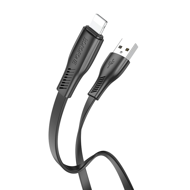 

Кабель USB-Lightning 8-pin, плоский, 2.4А, 1 м, черный, Borofone BX85 Auspicious (6974443387070), BX85 Auspicious