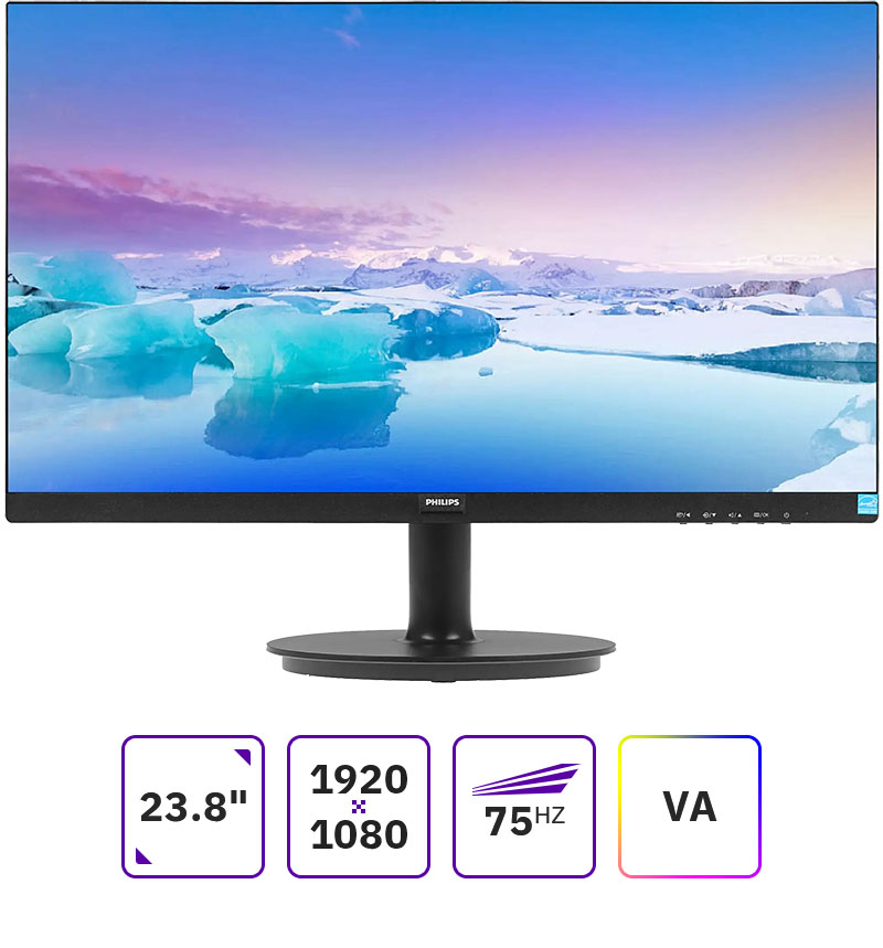 

Монитор 23.8" Philips 241V8LA(00/01) VA, 1920x1080 (16:9), 250кд/м2, 4мс, 178°/178°, VGA, HDMI, черный, 241V8LA(00/01)