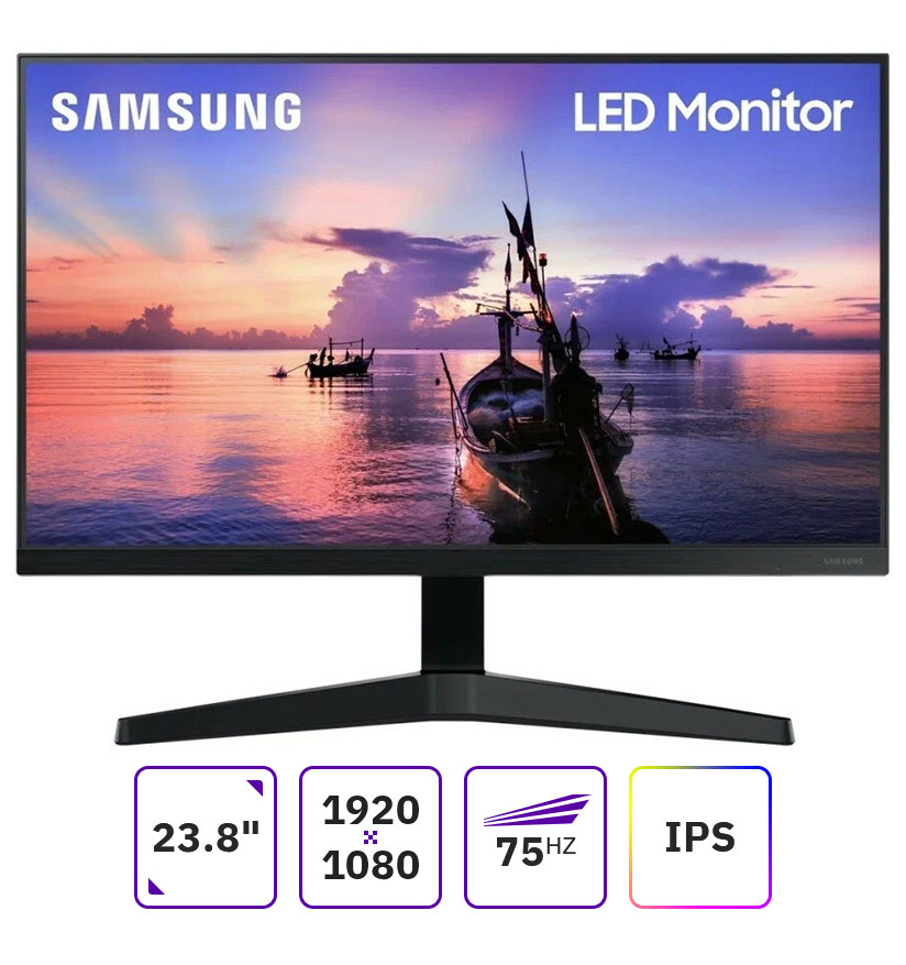 

Монитор 23.8" Samsung F24T350FHI IPS, 1920x1080 (16:9), 250кд/м2, 5мс, 178°/178°, FreeSync, VGA, HDMI, темно-серый (LF24T350FHIXCI), F24T350FHI