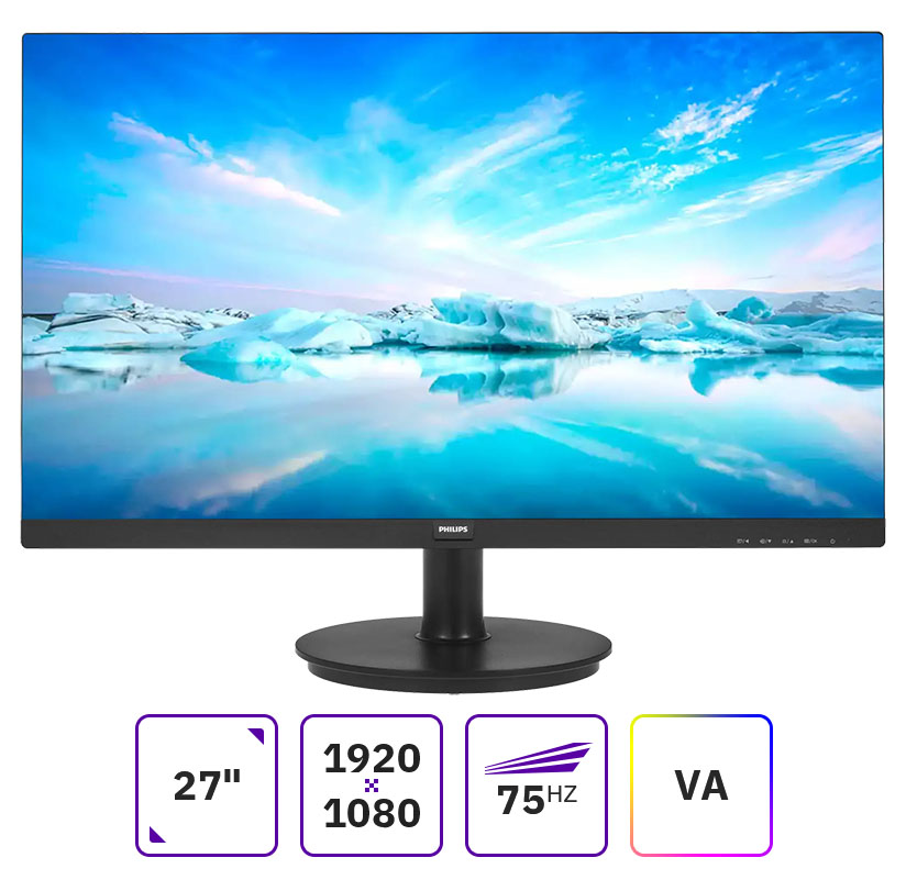 

Монитор 27" Philips 271V8L VA, 1920x1080 (16:9), 250кд/м2, 4мс, 178°/178°, VGA, HDMI, черный (271V8L/00/271V8L/01), 271V8L