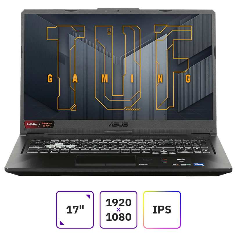 

Ноутбук ASUS TUF Gaming F17 FX706HE-HX035 17.3" IPS 1920x1080, Intel Core i7 11800H 2.3 ГГц, 8Gb RAM, 1Tb SSD, NVIDIA GeForce RTX 3050 Ti-4Gb, без OC, серый (90NR0713-M00740), FX706HE-HX035