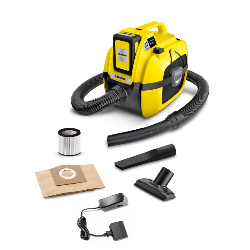 

Пылесос Karcher WD 1 Compact Battery Set, 7 л, желтый/черный (1.198-301.0), WD 1 Compact Battery Set