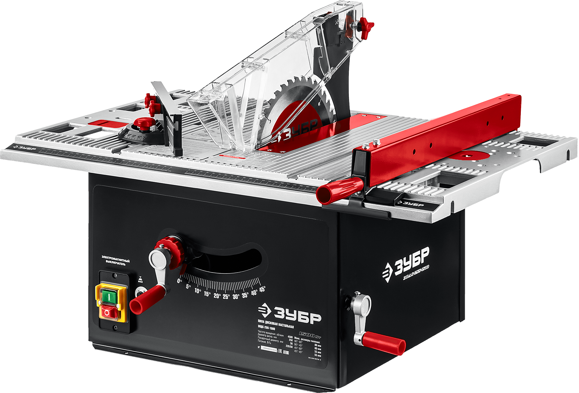 Станок распиловочный ЗУБР Мастер, 1.5 кВт, 4500 об/мин, диаметр диска 25 см (ЗПДС-255-1500)