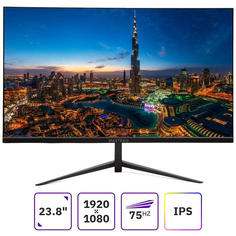 

Монитор 23.8" Mastero Base U2422H IPS, 1920x1080 (16:9), 220кд/м2, 4мс, VGA, HDMI, черный, U2422H
