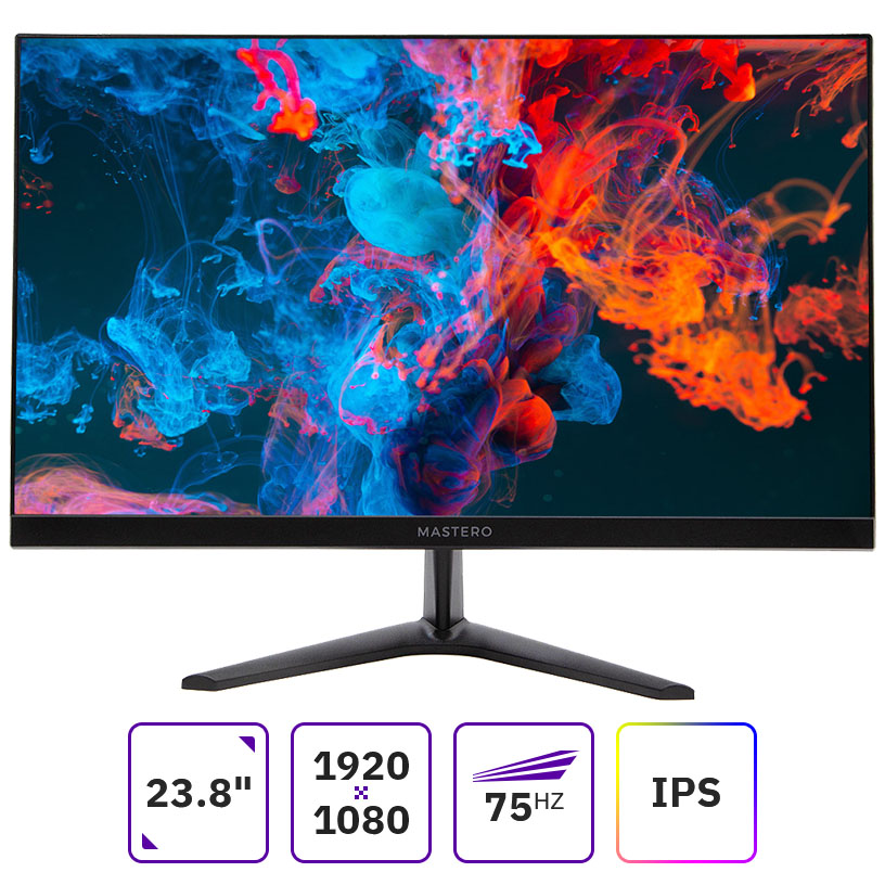 

Монитор 23.8" Mastero Base S2422H IPS, 1920x1080 (16:9), 220кд/м2, 4мс, VGA, HDMI, черный, S2422H
