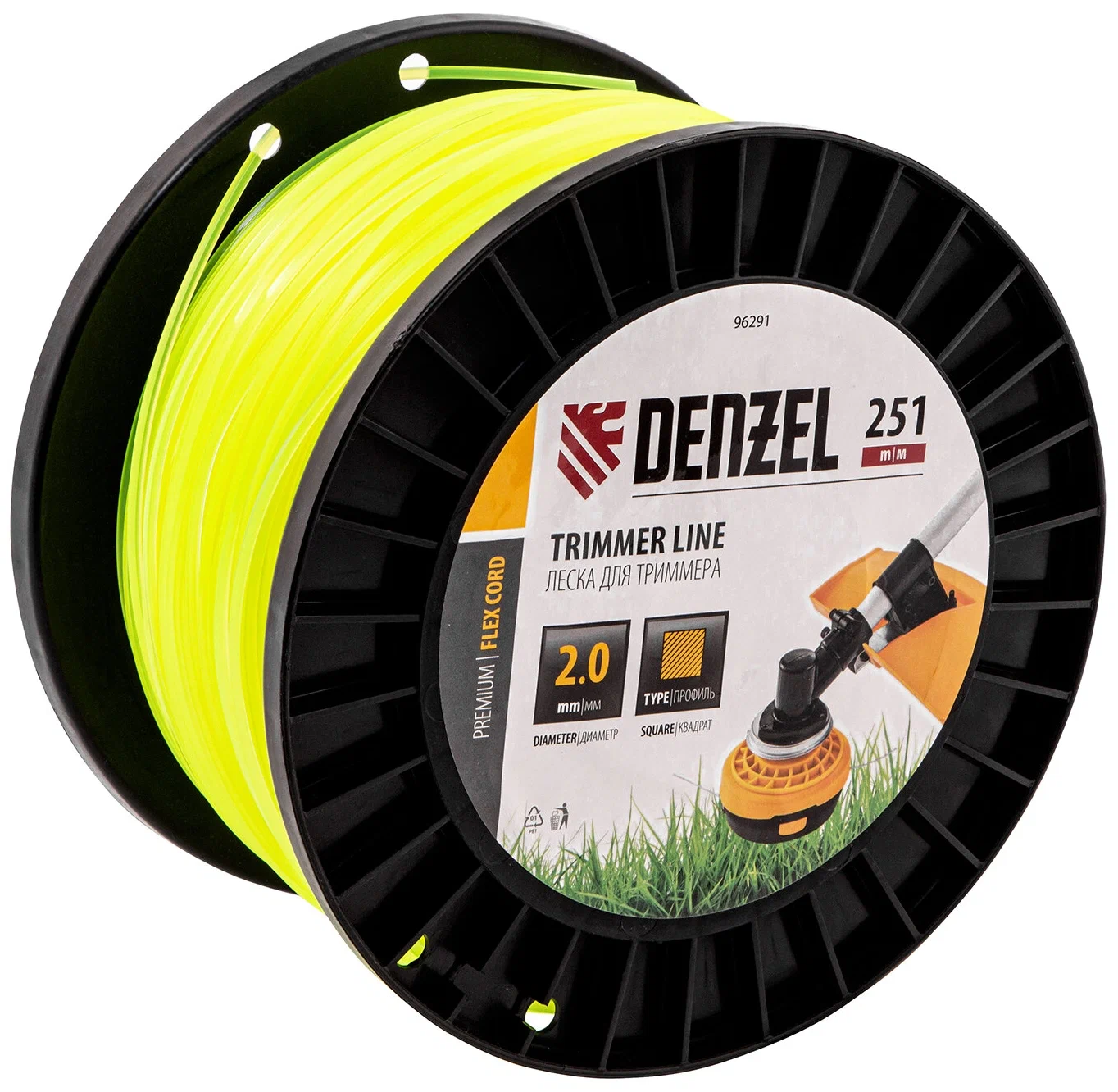 

леска Denzel FLEX CORD, квадрат 2 мм x 251 м (96291), FLEX CORD