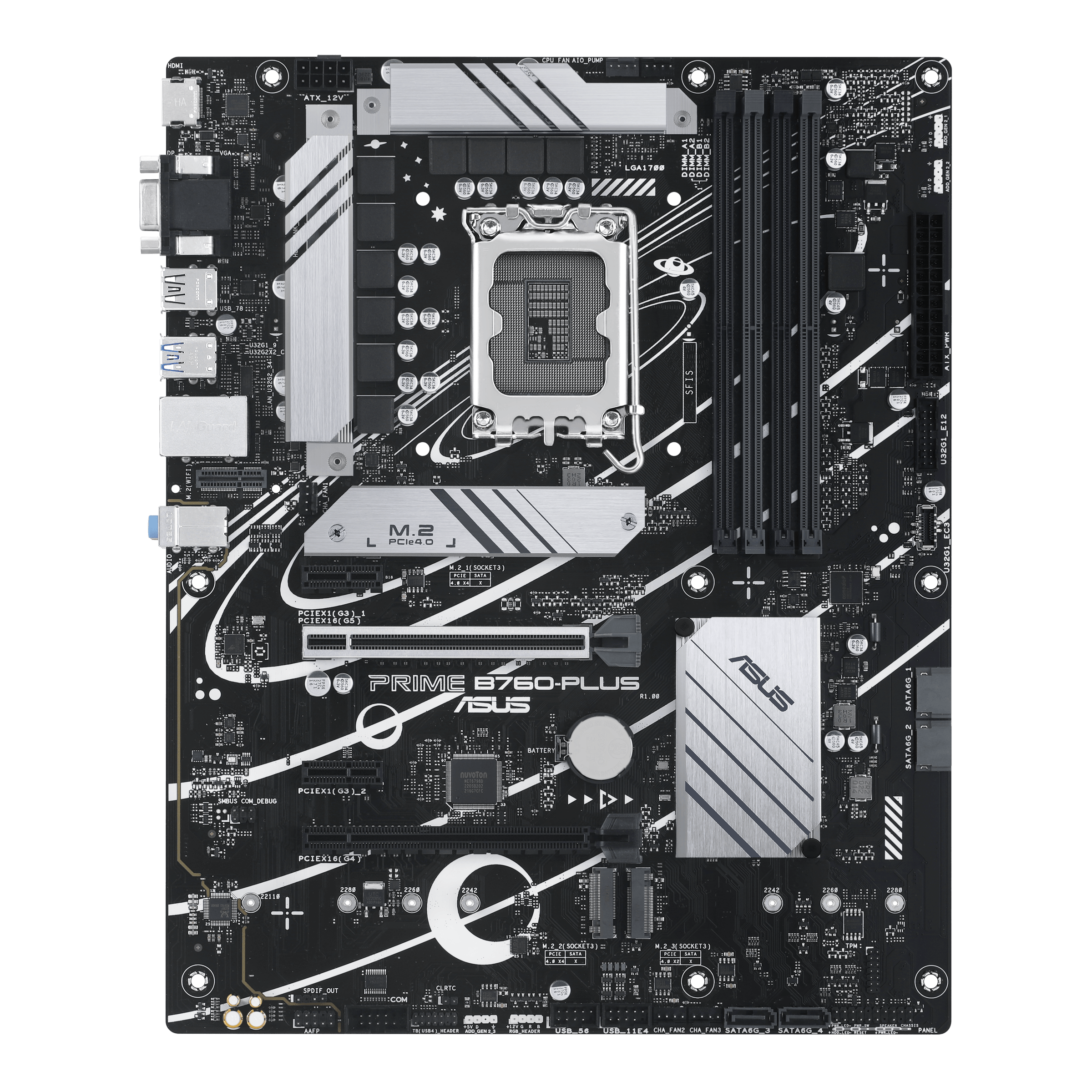 

Материнская плата ASUS PRIME B760-PLUS, Socket1700, Intel B760, 4xDDR5 DIMM, 2PCI-Ex16, 4SATA3, 7.1-ch, 2.5GLAN, 5 USB 3.2, 2 USB Type-C, VGA, HDMI, DP, ATX, Retail, PRIME B760-PLUS