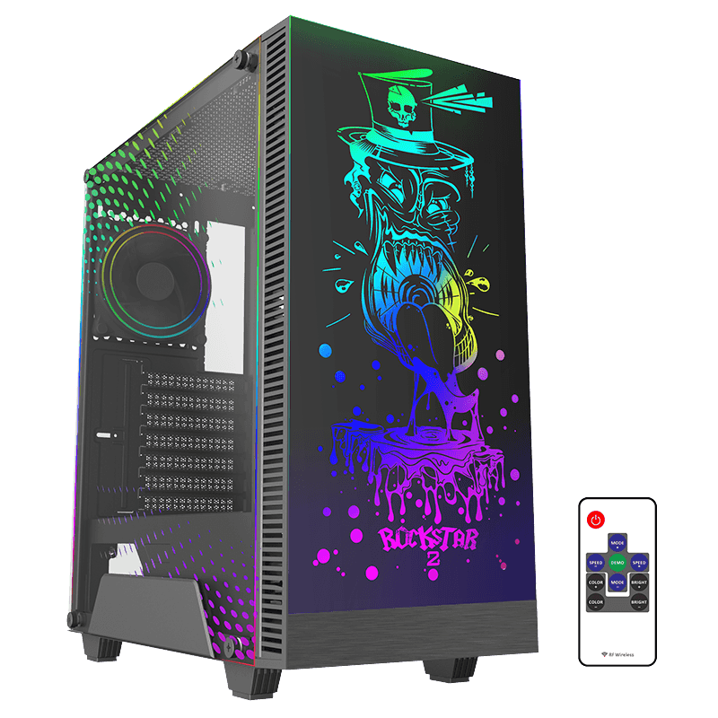 Корпус GameMax RockStar 2, ATX, Midi-Tower, USB 3.0, RGB подсветка, черный, без БП (RockStar 2)