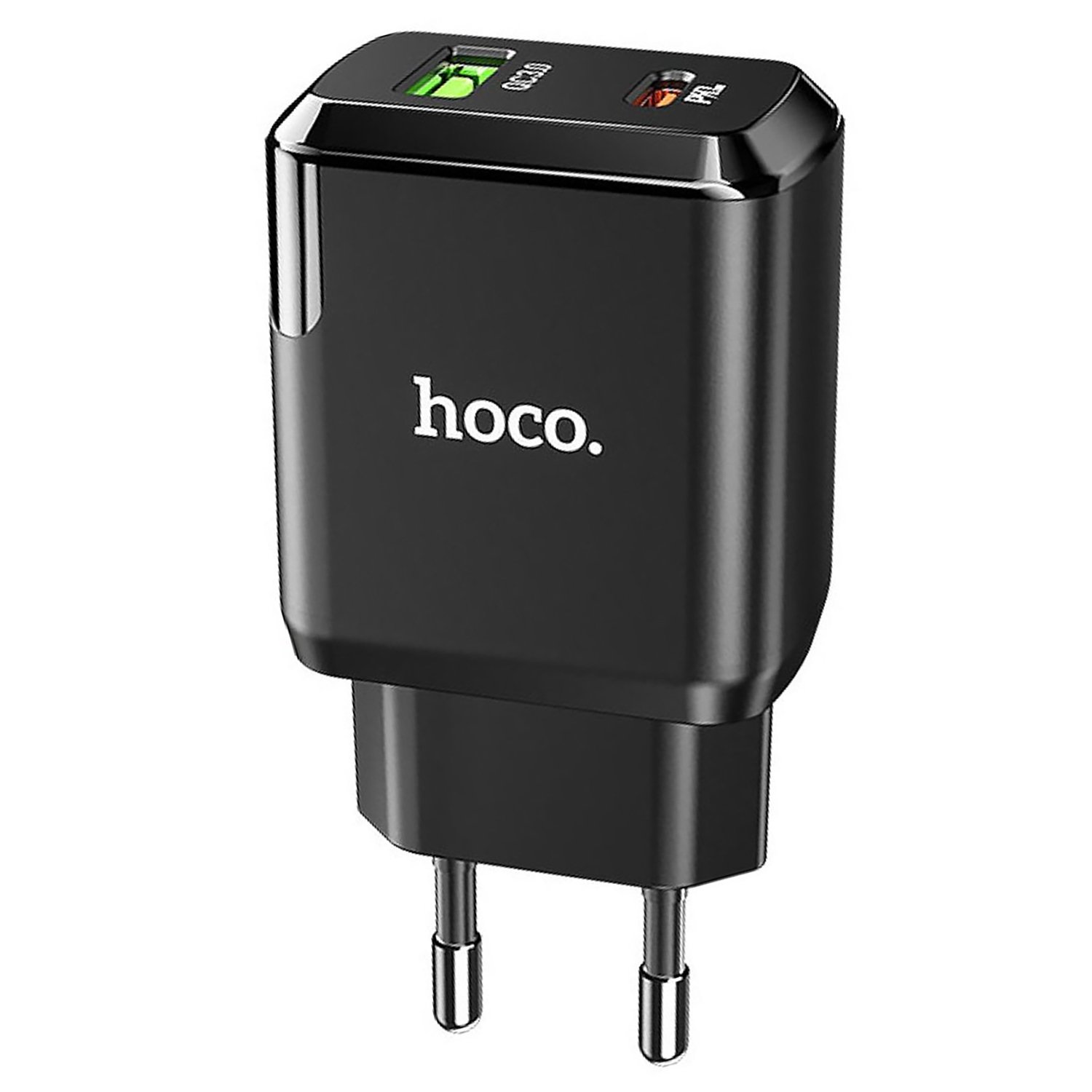 

Сетевое зарядное устройство Hoco N5 Favor 20W, 2USB, USB/USB type-C, USB type-C, Quick Charge, PD, 3A, черный, N5 Favor