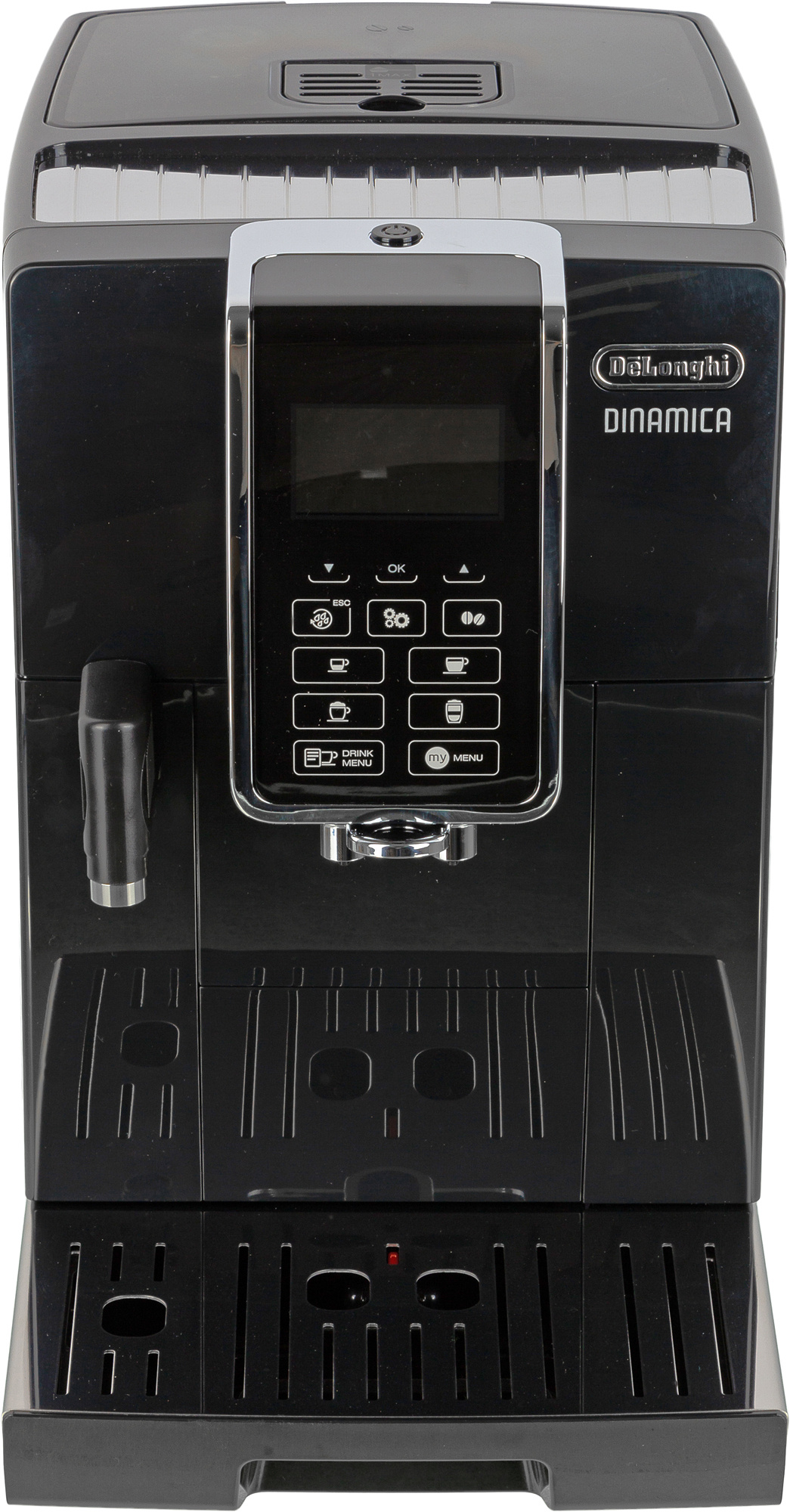 Кофемашина DELONGHI Dinamica, молотый/зерновой, 1.8 л, нержавеющая сталь, дисплей, черный, 1.45 кВт (ECAM350.55.B)