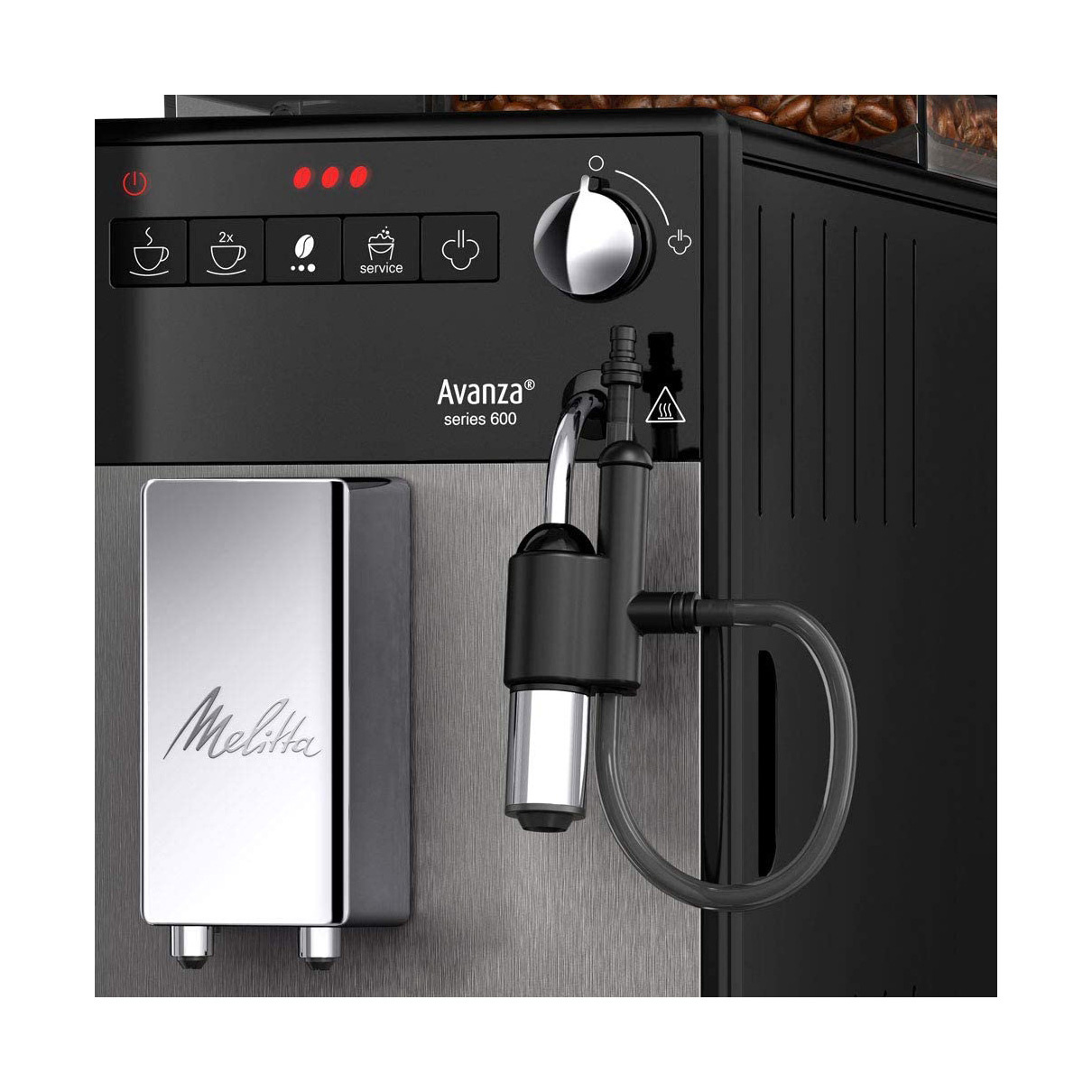 

Кофемашина Melitta, зерновой, 1.5 л, нержавеющая сталь, дисплей, титановый, 1.45 кВт (F270-100)