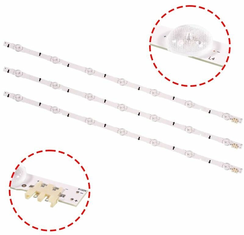 Светодиодная подсветка Samsung UE32H*, UE32J*, 2014SVS32HD, BN96-38888A, D4GE-320DC0-R2, D4GE-320DC0-R3 (комплект, 3 шт) (2014SVS32HD)