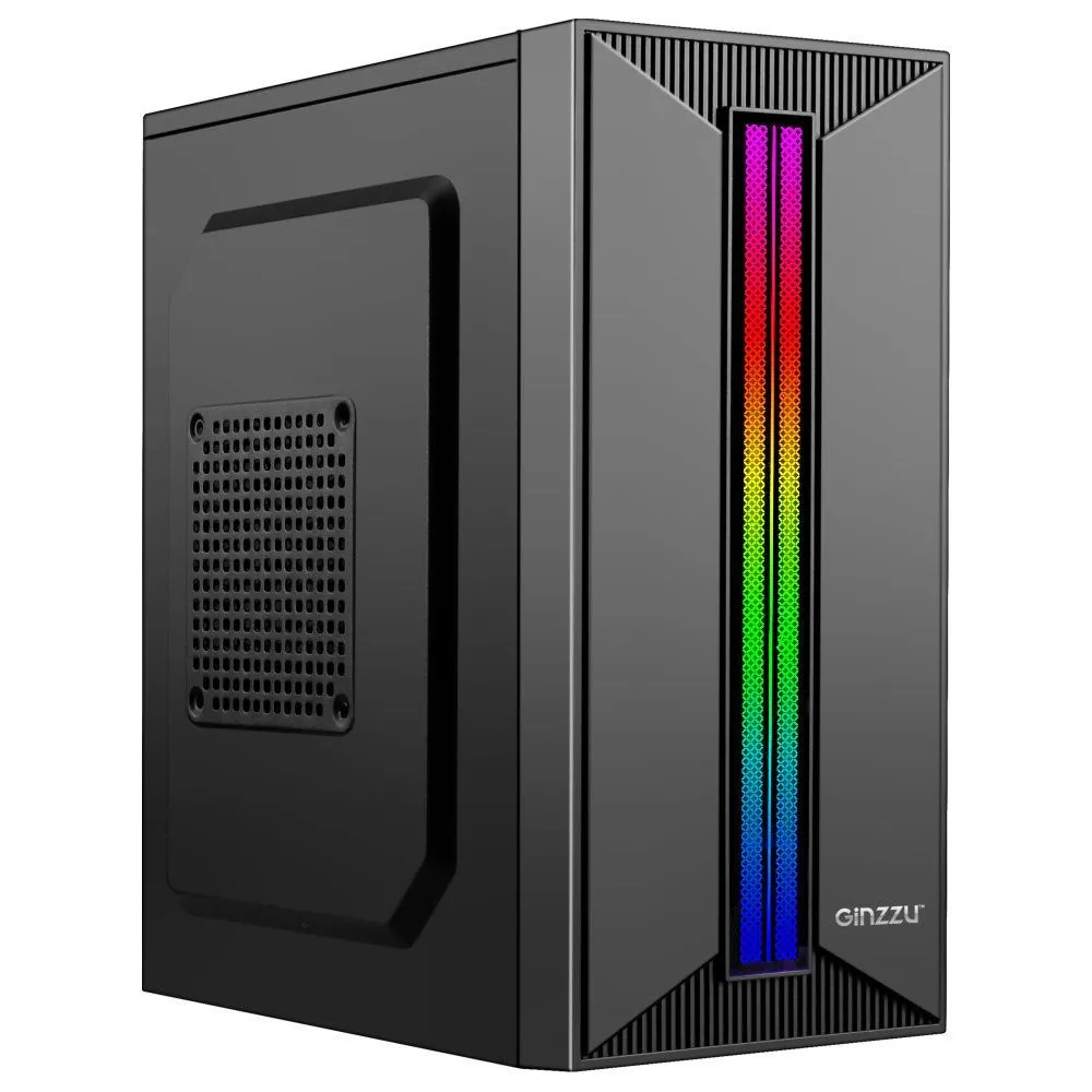 

Корпус Ginzzu B350, mATX, Mini-Tower, RGB подсветка, черный, без БП (B350), B350