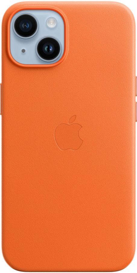 Чехол-накладка Apple Leather Case MagSafe для смартфона Apple iPhone 14, кожа, оранжевый (MPP83FE/A)