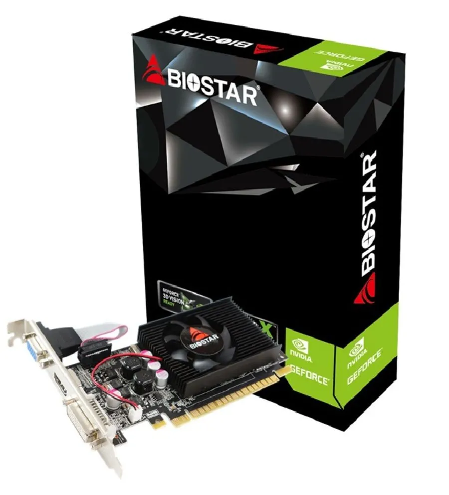 Видеокарта BIOSTAR NVIDIA GeForce GT 610, 2Gb DDR3, 64 бит, PCI-E, VGA, DVI, HDMI, Retail (VN6103THX6)