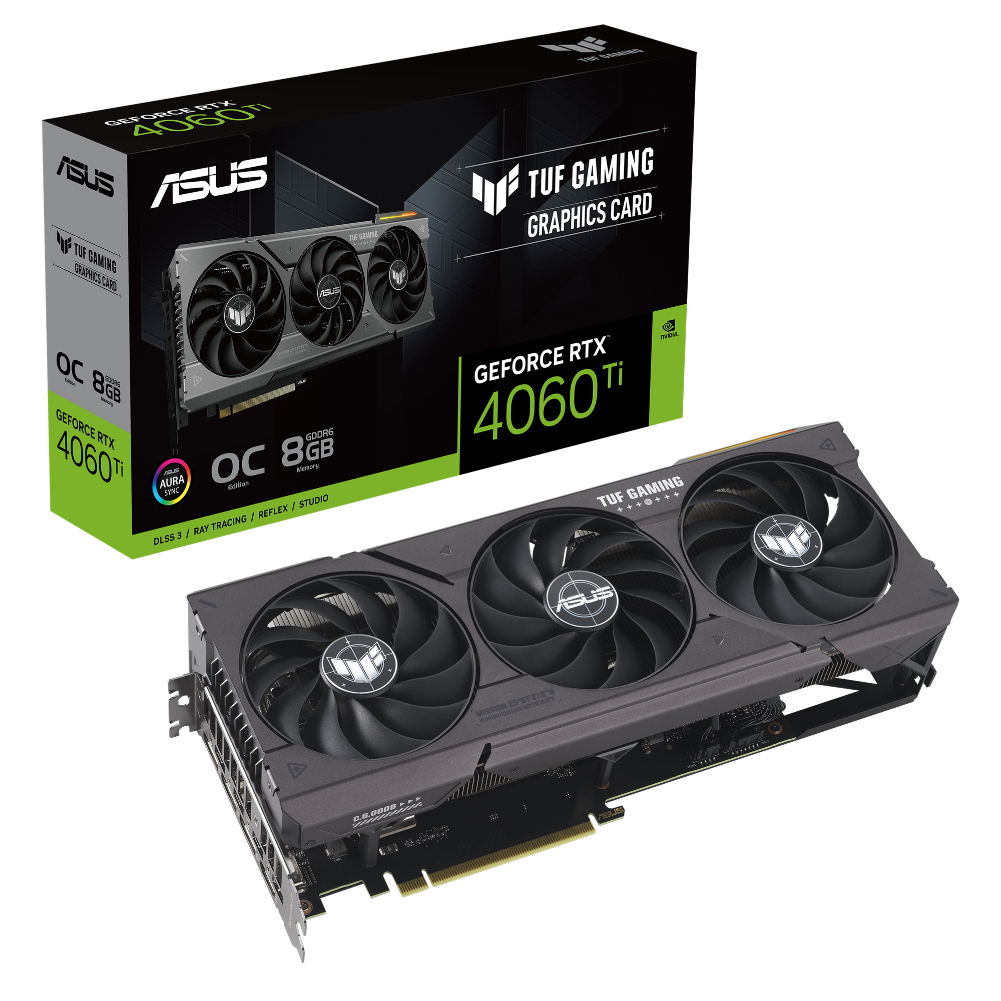 Видеокарта ASUS NVIDIA GeForce RTX 4060Ti TUF-RTX4060TI-O8G-GAMING, 8Gb GDDR6