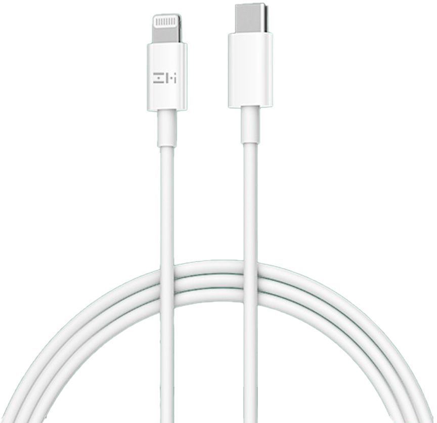 

Кабель-переходник (адаптер) USB Type-C-Lightning 8-pin, MFi, быстрая зарядка, 3А, 1.5 м, белый, ZMI AL856 (AL856), AL856