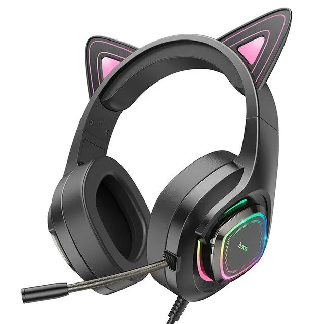 

Проводная гарнитура Hoco W107 Cute cat, USB, черный/фиолетовый (215478), W107 Cute cat
