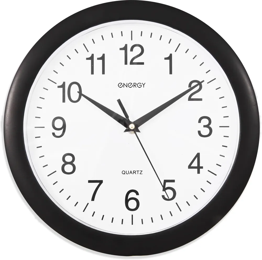 Настенные часы ENERGY ЕС-02, 1xAA, белый/черный (009302)