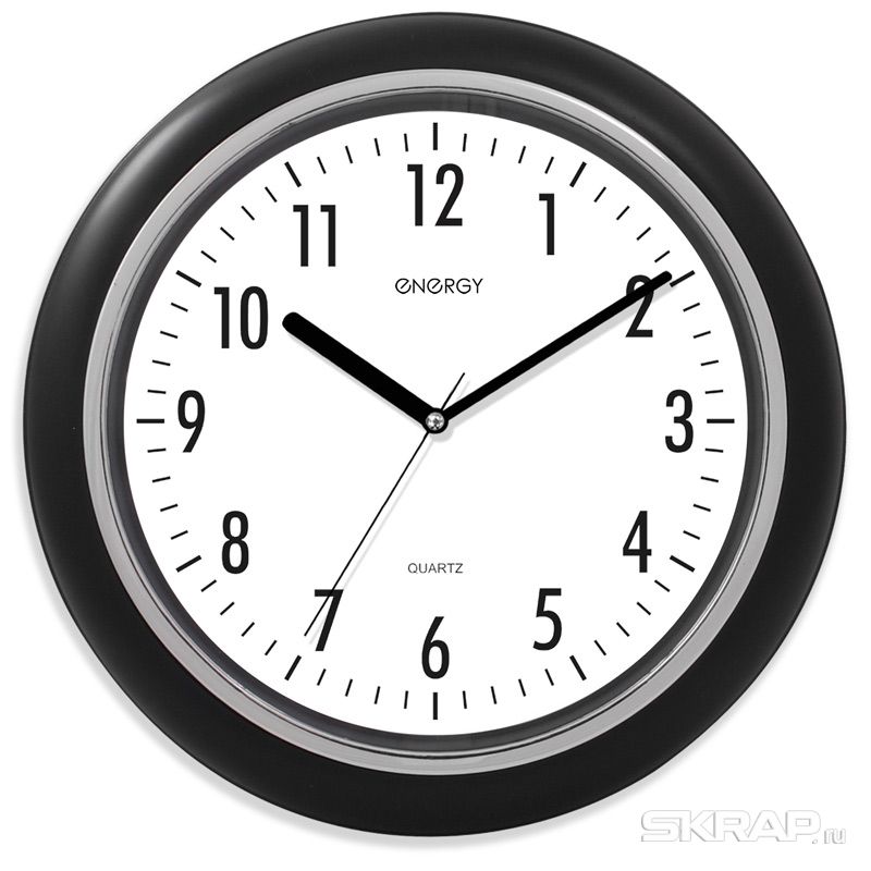 Настенные часы ENERGY ЕС-07, 1xAA, белый/черный (009307)