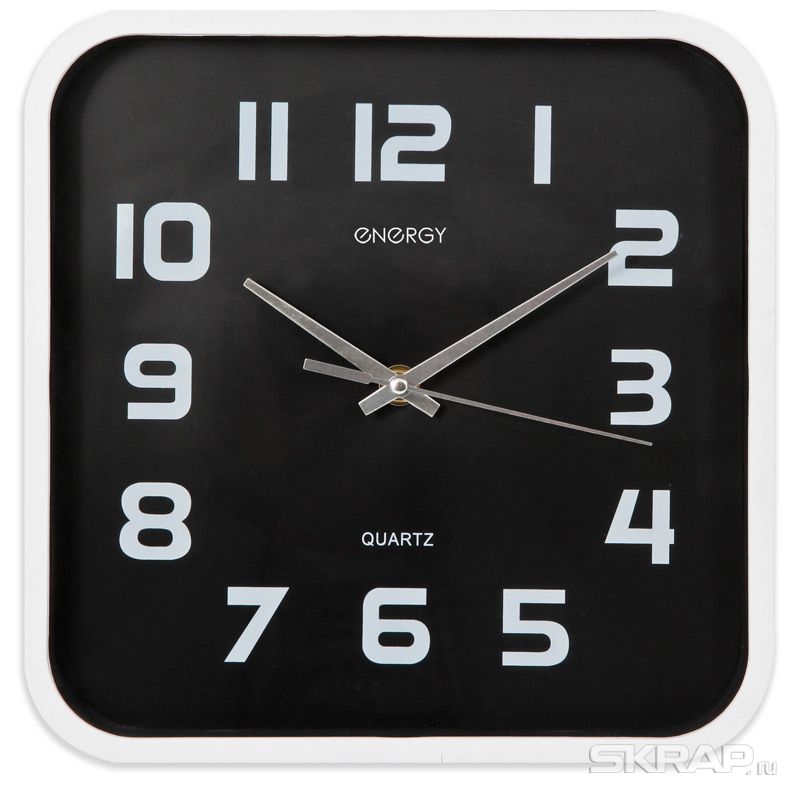 Настенные часы ENERGY ЕС-09, 1xAA, черный/белый (009309)