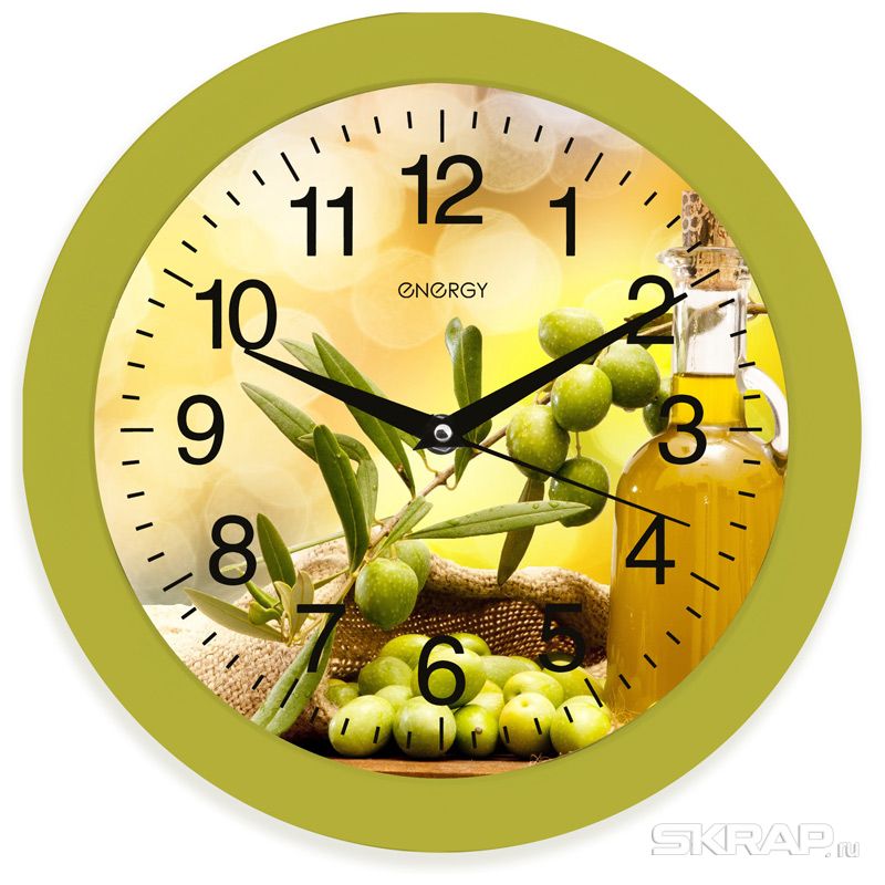 Настенные часы ENERGY ЕС-100, 1xAA, оливковый (009473)