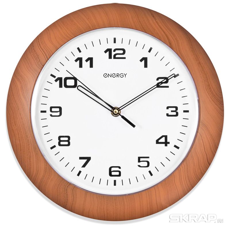 Настенные часы ENERGY ЕС-13 , 1xAA, коричневый/белый (009313)