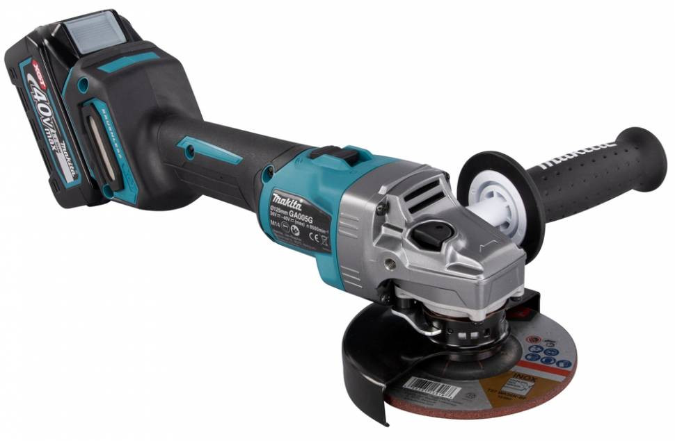 

УШМ (болгарка) Makita GA005GM201, аккумуляторная, 2.7 кВт, 12.5 см, 7800 об/мин, Li-Ion, 40 В, 4 А·ч, 2 Акб, кейс, 2.9 кг (GA005GM201), два акб и зу в комплекте, GA005GM201