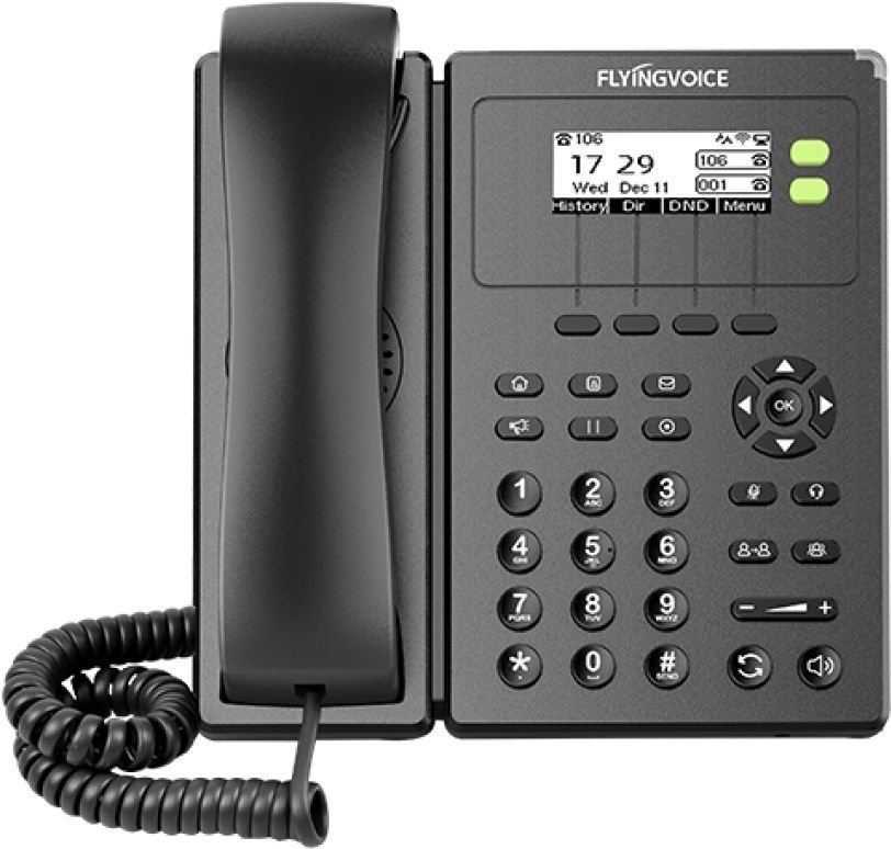 

VoIP-телефон FLYINGVOICE FIP-10P, 2 линии, 2 SIP-аккаунта, монохромный дисплей, PoE, черный (FIP-10P), FIP-10P