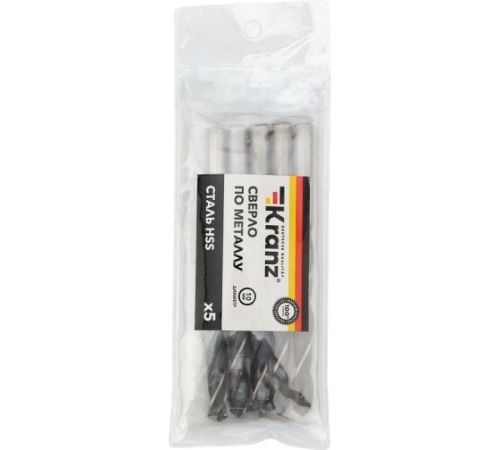 

Сверло ⌀1 см x 13.3 см/8.7 см, HSS, по металлу, Kranz, 5 шт. (KR-91-0629)