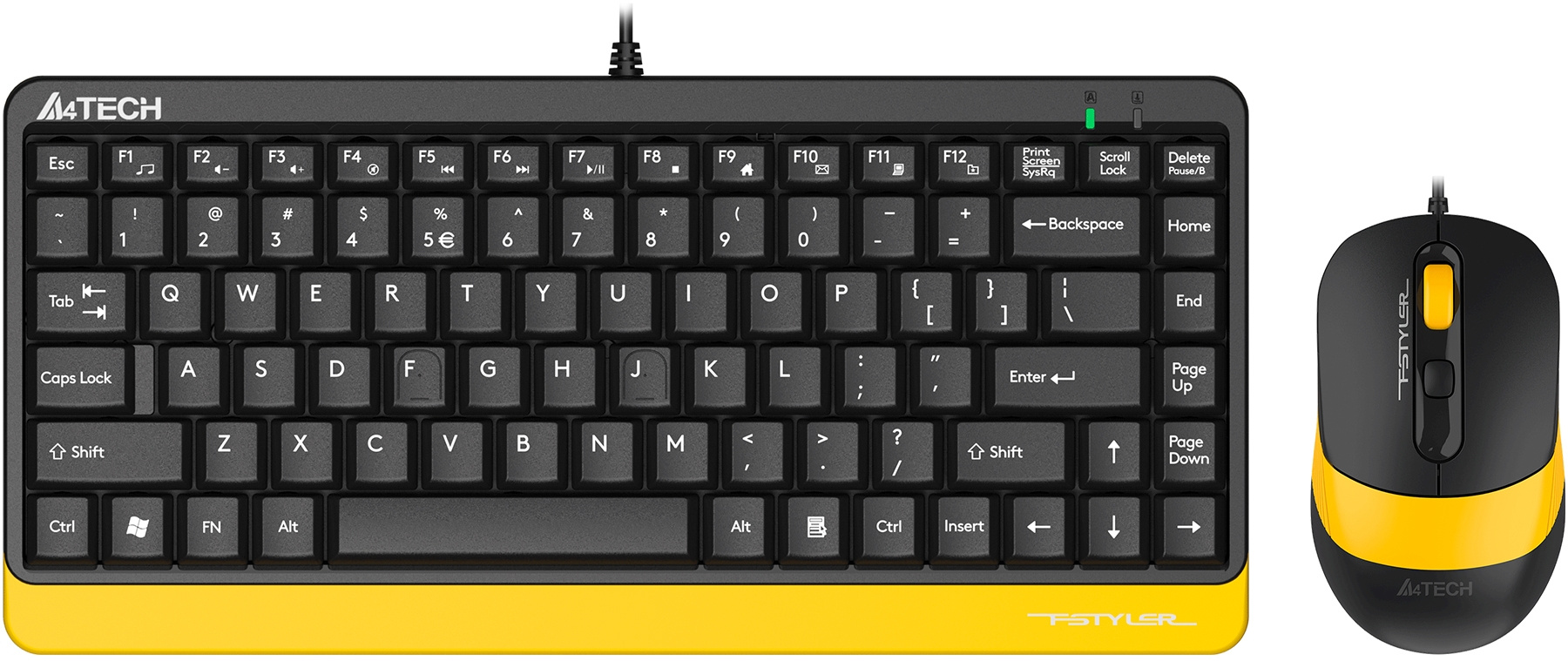 

Клавиатура + мышь A4Tech Fstyler F1110, USB, черный/желтый (F1110 BUMBLEBEE), Fstyler F1110