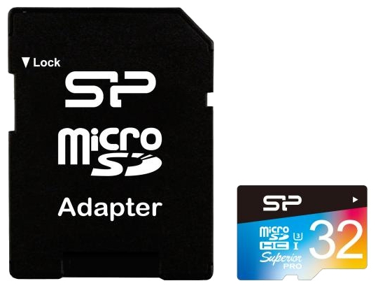 Карта памяти 32Gb microSDHC, Silicon Power Superior COLORED Class10 с адаптером (SP032GBSTHDU3V20-SP)