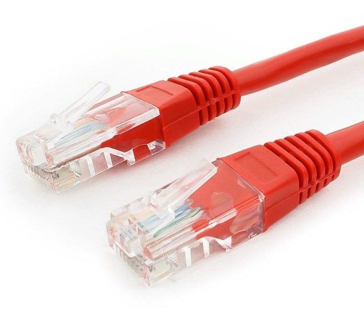 Патч-корд UTP, кат.5e, 0.5 м, RJ45-RJ45, красный (PP12-0.5M/R)