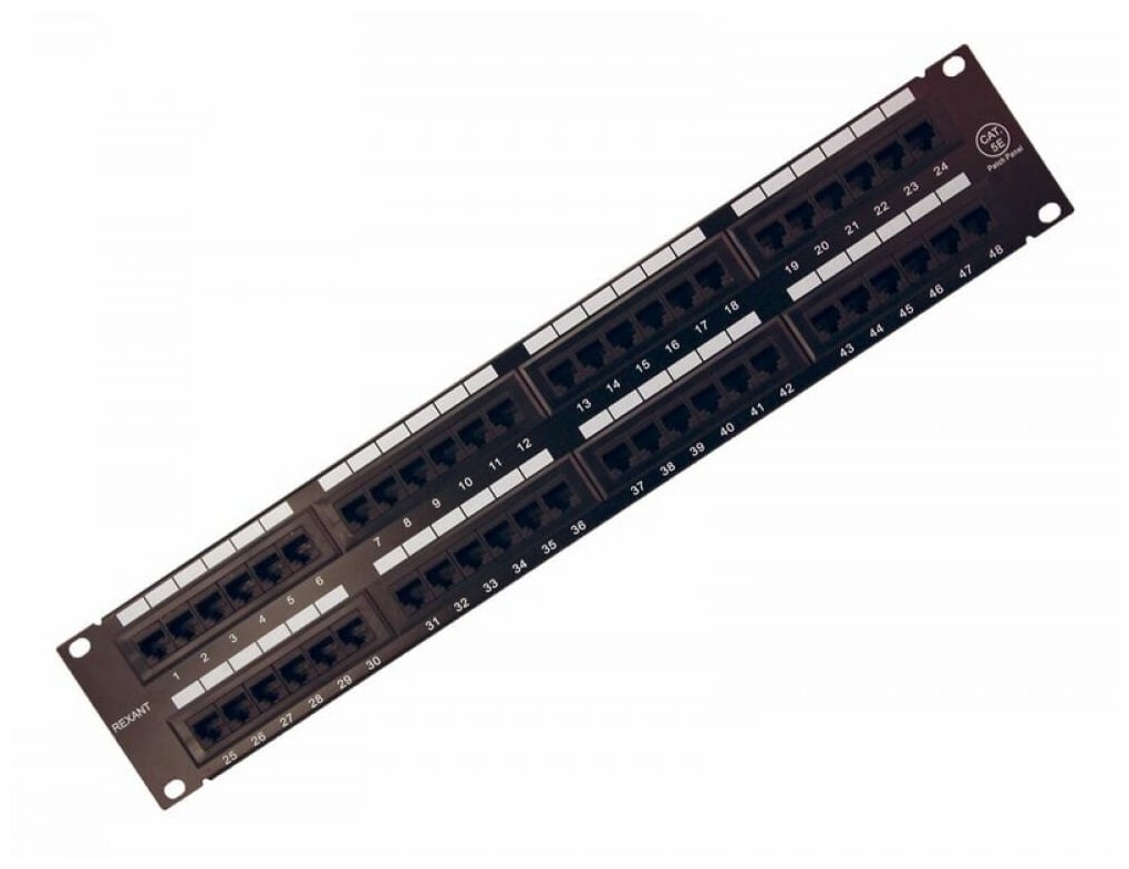 

Патч-панель 19" 2U, порты: 48 x RJ-45 кат. 5e, черный, 04-0022, Rexant (04-0022), 04-0022