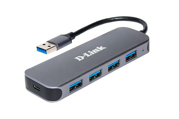 Концентратор D-Link DUB-1341, 4xUSB 3.0, серый + Разъем Micro-USB для подключения адаптера питания (DUB-1341/C2A)