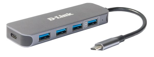 Концентратор D-Link DUB-2340, 4xUSB 3.0, 1 (для питания)xUSB-C, серый (DUB-2340/A1A)