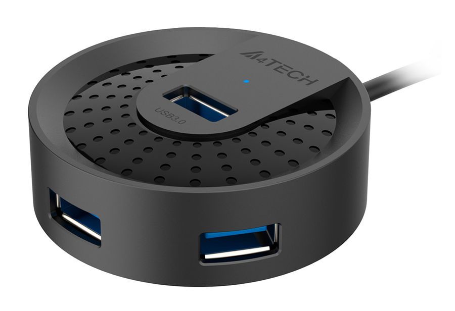 

Концентратор A4Tech HUB-30C, 4xUSB 3.0, 1 (для питания)xUSB-C, черный, HUB-30C