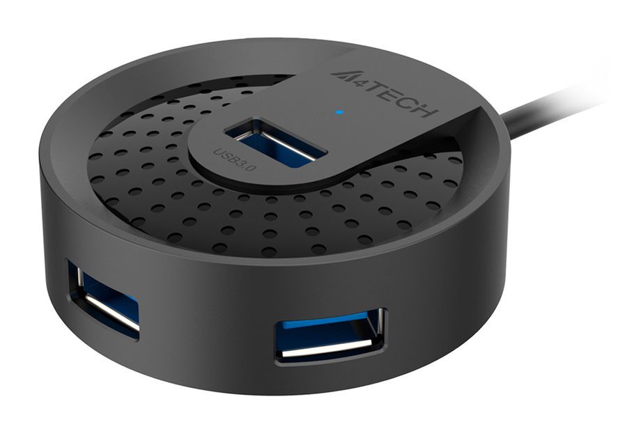 Хаб (разветвитель) A4Tech HUB-30C, 4xUSB 3.0, 1 (для питания)xUSB-C, черный