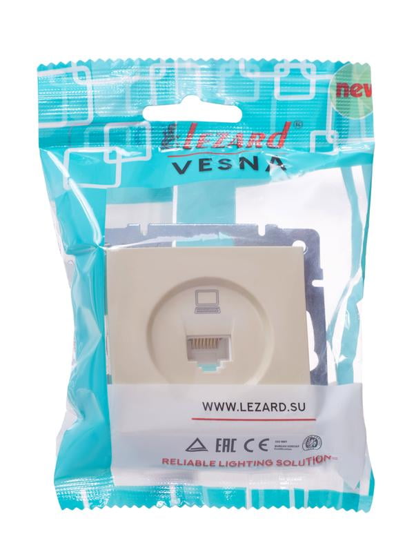 

Розетка RJ-45 скрытый монтаж, 1 модуль, кремовый, Lezard Vesna (742-0388-139)