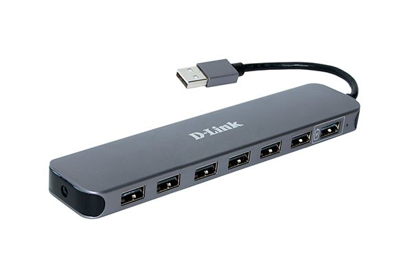 Концентратор D-Link DUB-H7, 7xUSB 2.0, серый (DUB-H7/E1A)