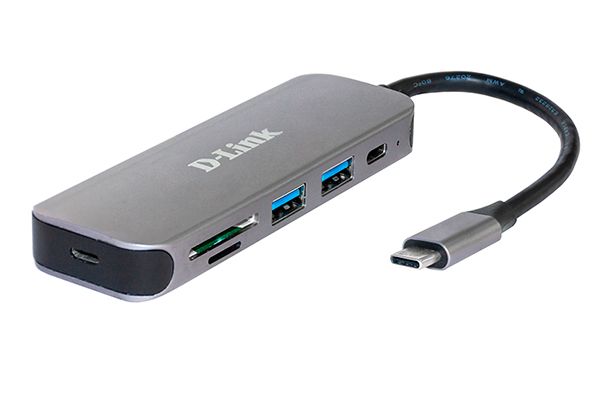 Концентратор D-Link DUB-2325, 2xUSB 3.0, 1xUSB-C, блок питания, серый + SD/microSD Card Reader (DUB-2325/A1A)