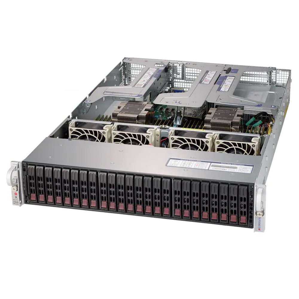 Серверная платформа SuperMicro 2029U-E1CRT, 2xSocket3647, 24xDDR4, 24x2.5 HDD HS, Redundant 2x1000 Вт 2U (SYS-2029U-E1CRT)