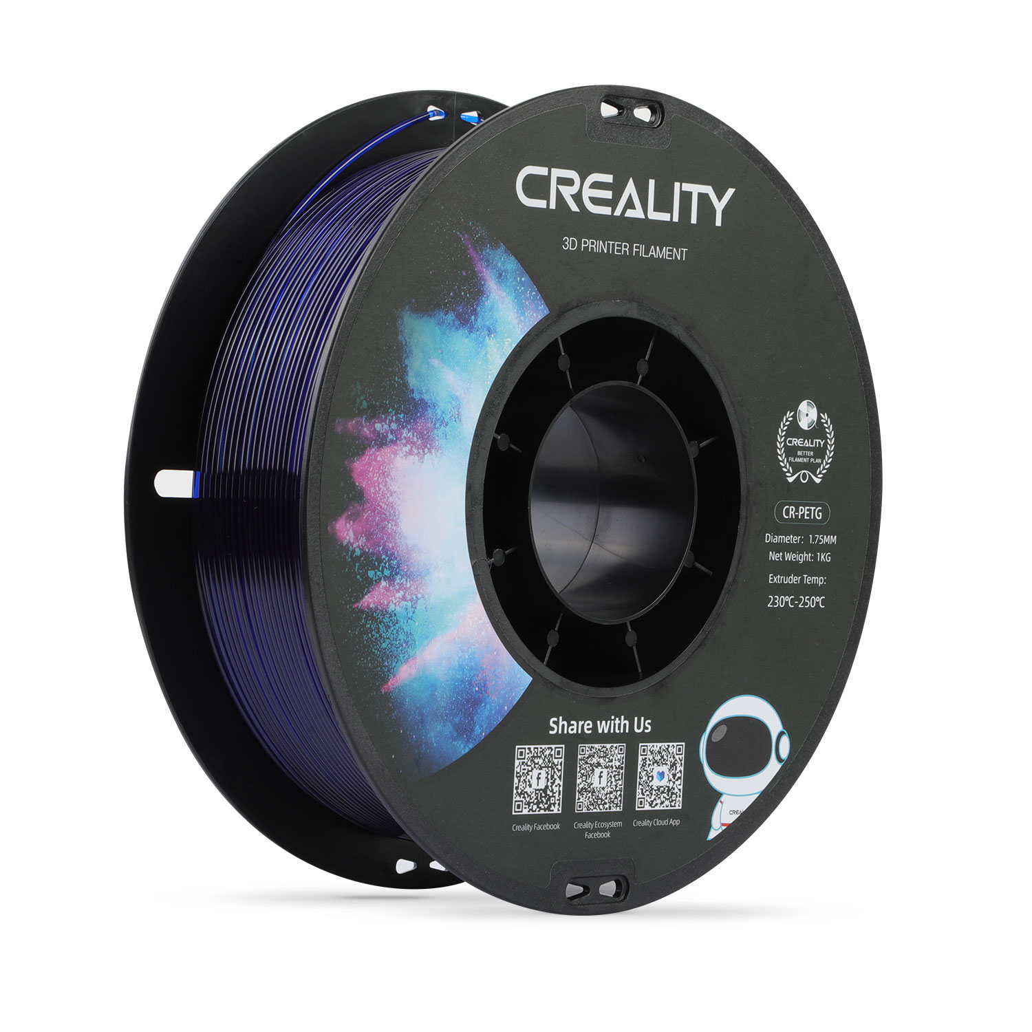 

Пластик Creality CR-PETG, PETG, прозрачный синий для 3D принтера (3301030036)