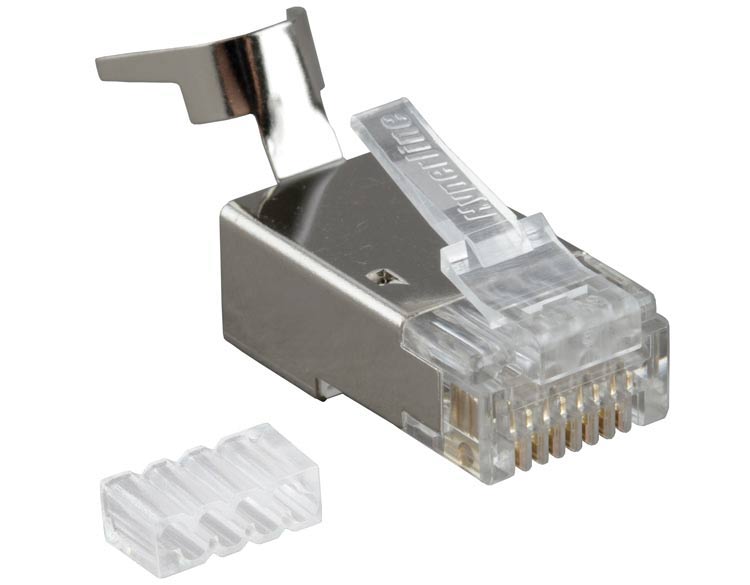 

Коннектор RJ-45 8P8C категория 6a, экранированный, вставка, 10 шт., для одножильного и многожильного кабеля, Hyperline (PLUG-8P8C-UV-C6-TW-SH-10)