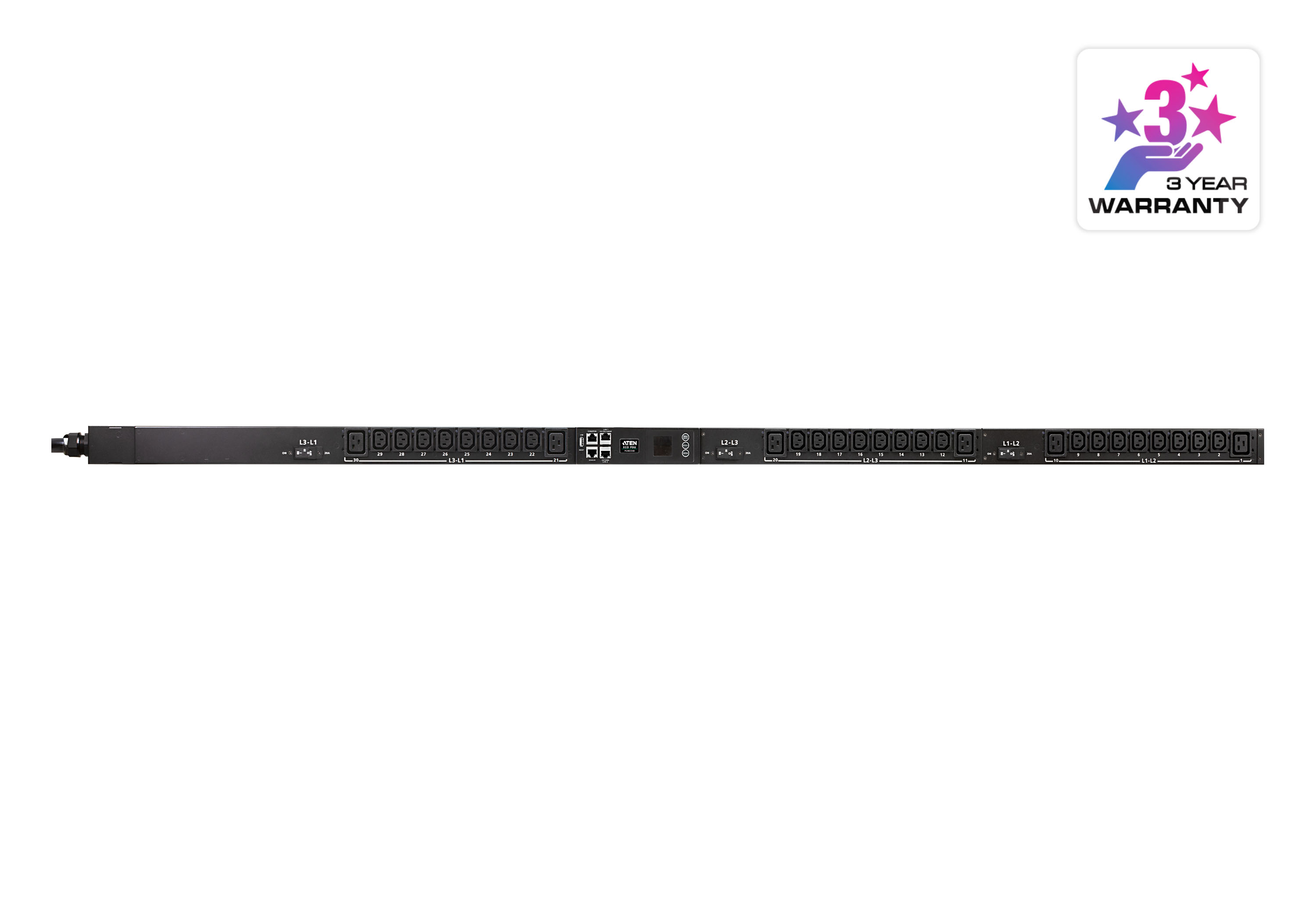 

Блок розеток (PDU) ATEN PG98330, кол-во розеток:30 (24xC13/6xC19), 32А, черный, кабель питания 3 м (PG98330G-AT), PG98330