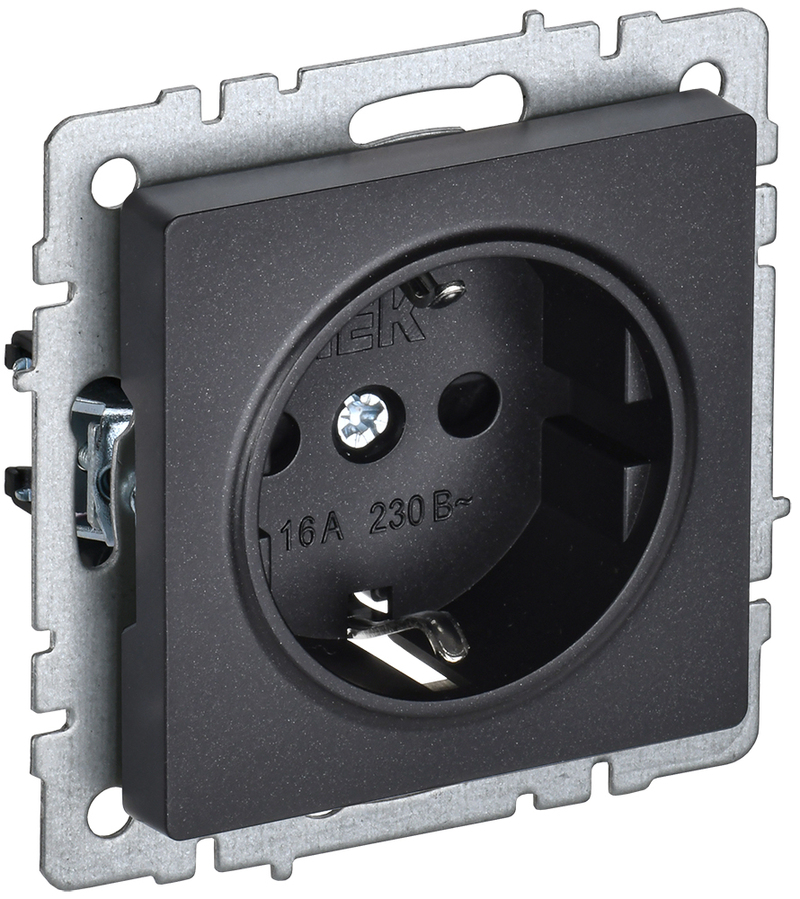 

Розетка IEK BR-R14-16-K02, скрытый монтаж, однопостовая/модулей: 1, с з/к, со шторками, 16А, в сборе, IP20, черный (BR-R14-16-K02), BR-R14-16-K02