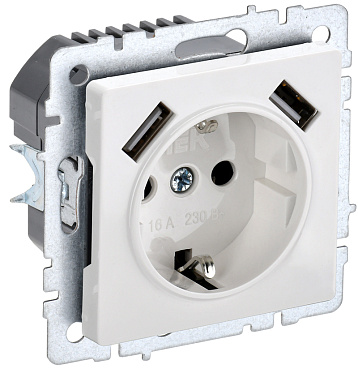 

Розетка IEK BR-R14-16-U21-D21-K01, скрытый монтаж, однопостовая/модулей: 1, с з/к, со шторками, 16А, в сборе, IP20, 2xUSB, белый (BR-R14-16-U21-D21-K01), BR-R14-16-U21-D21-K01